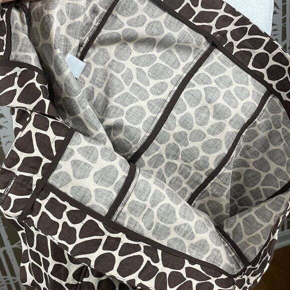 Charter Club Giraffe print brown and cream short sleeve jacket faux wood buttons - Picture 8 of 13